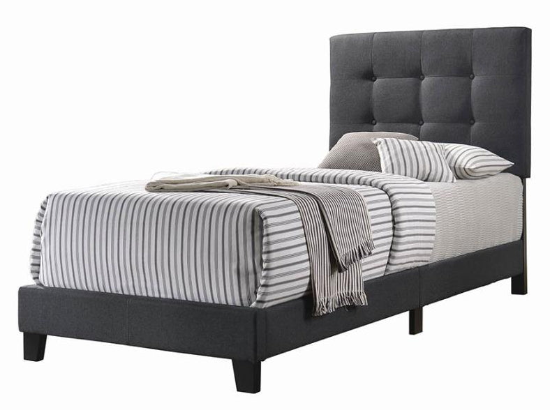 Mapes Charcoal Fabric Upholstered Twin Panel Bed