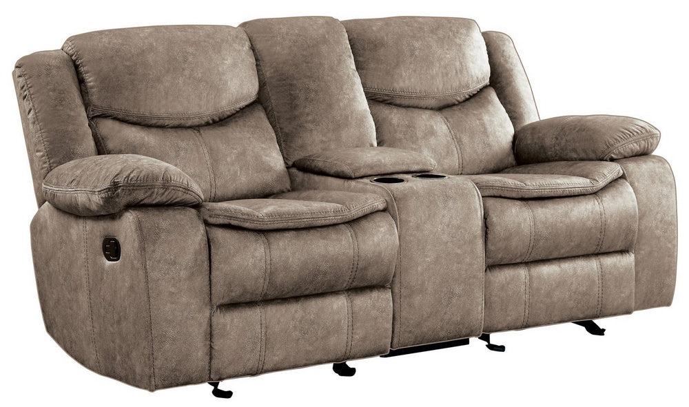 Bastrop Brown Fabric Manual Recliner Loveseat w/Console