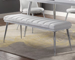 Weizor White PU Leather/Chrome Metal Dining Bench