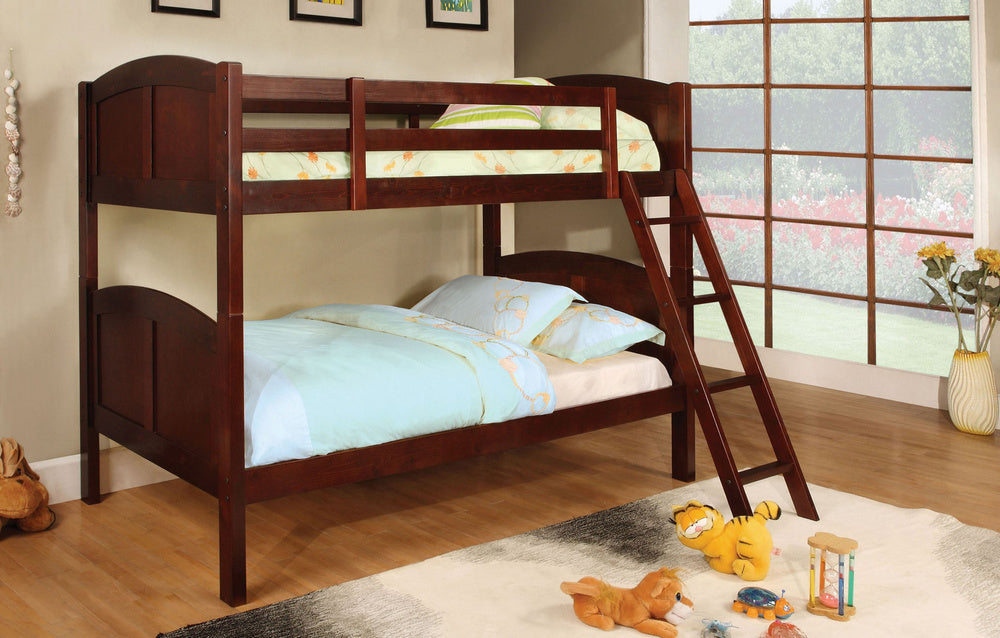 Rexford Cherry Wood Twin over Twin Bunk Bed