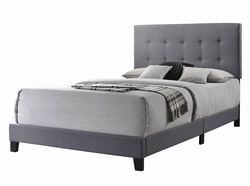 Mapes Grey Fabric Upholstered Full Panel Bed