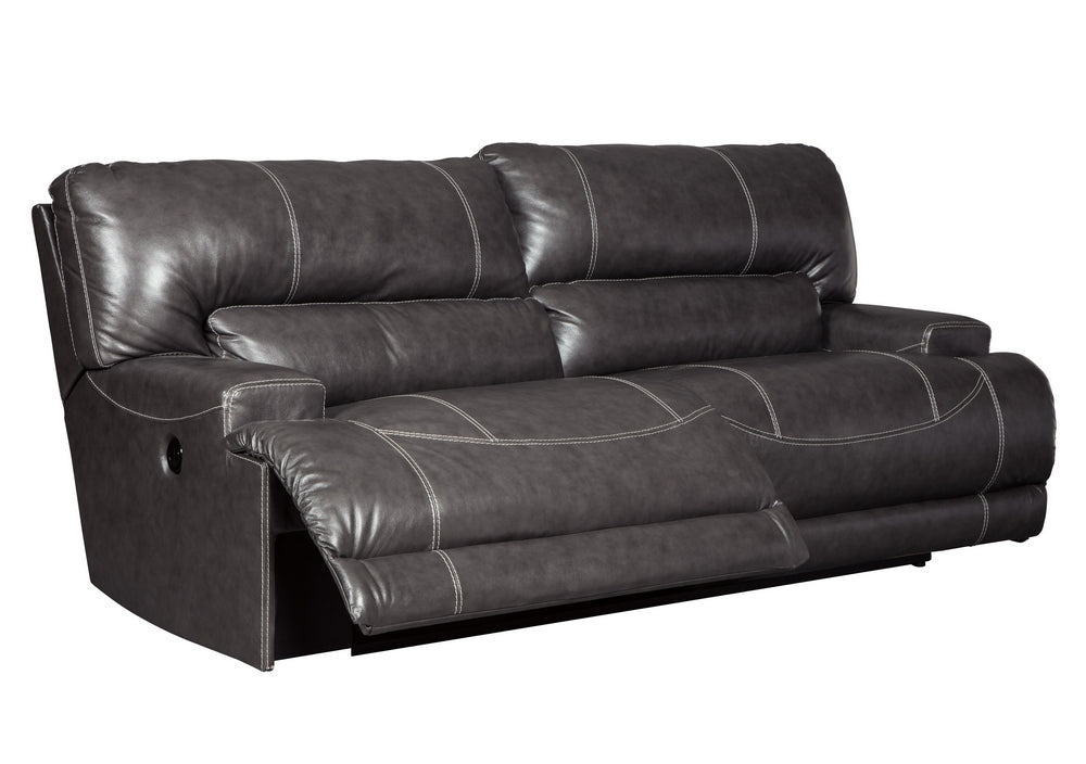 McCaskill Gray Leather 2-Seat Power Recliner Sofa (Oversized)