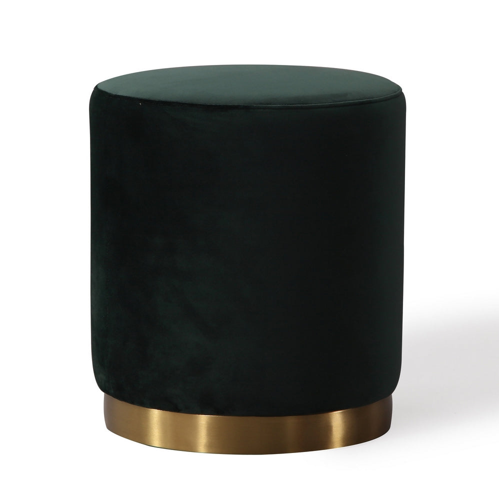 Opal Green Velvet Ottoman with Gold Metal Base