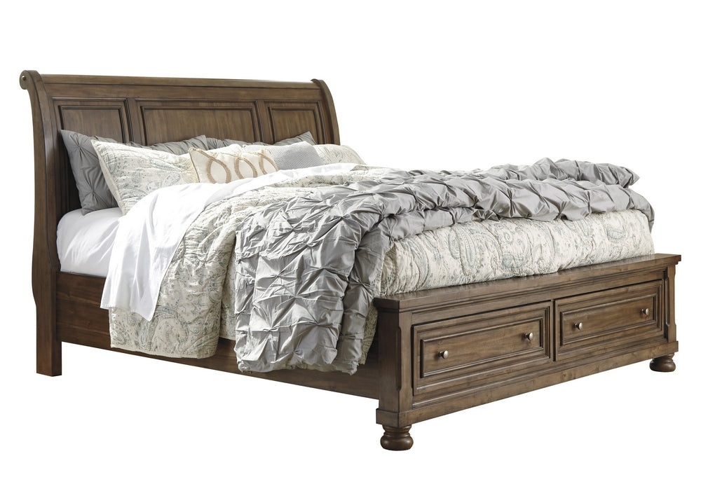 Flynnter Medium Brown King Storage Bed