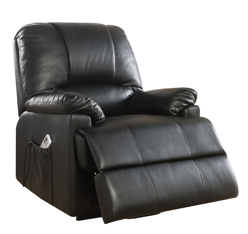 Ixora Black PU Leather Power Recliner with Massage & Lift Assist