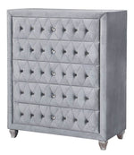 Alzir Gray Fabric 5-Drawer Chest