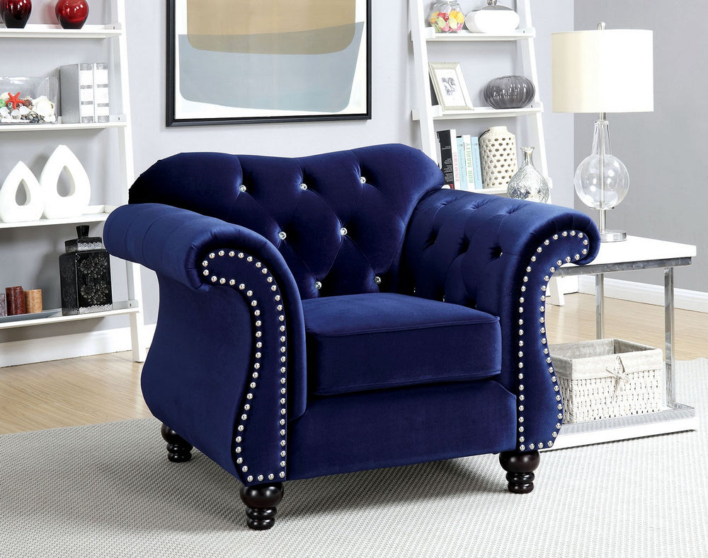 Jolanda Blue Flannelette Glam Chair