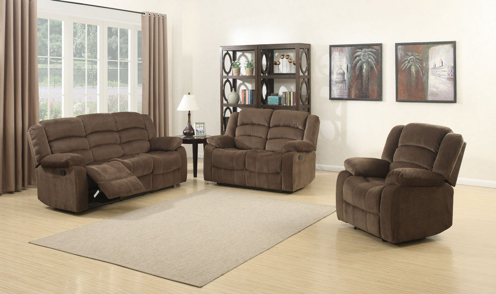 Bill 3-Pc Brown Fabric Manual Recliner Sofa Set