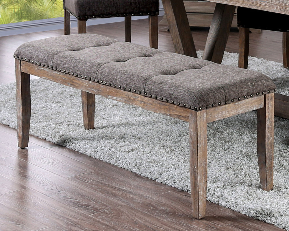 Bridgen Natural Linen-Like Fabric/Wood Bench