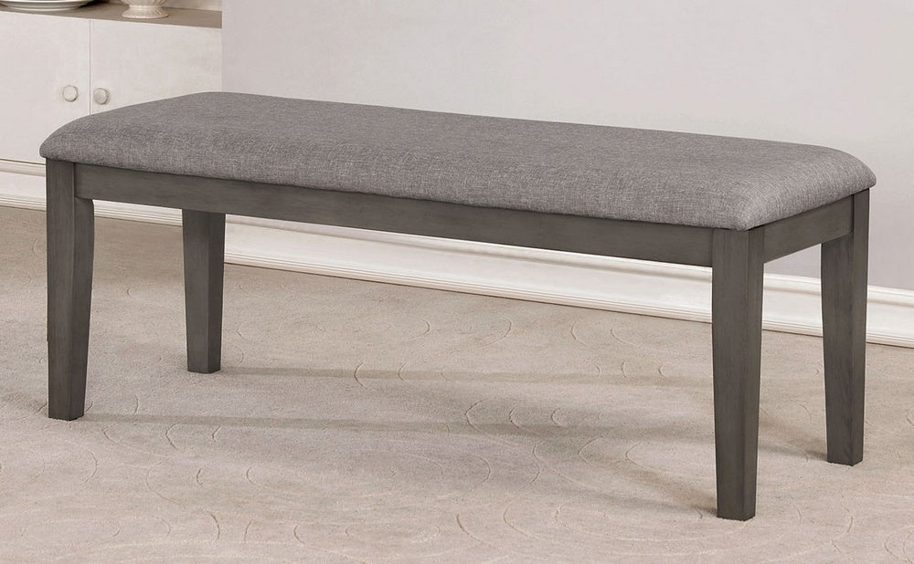 Viana Gray Wood/Light Gray Fabric Dining Bench