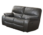 Pecos Gray Leather Gel Match Manual Recliner Loveseat