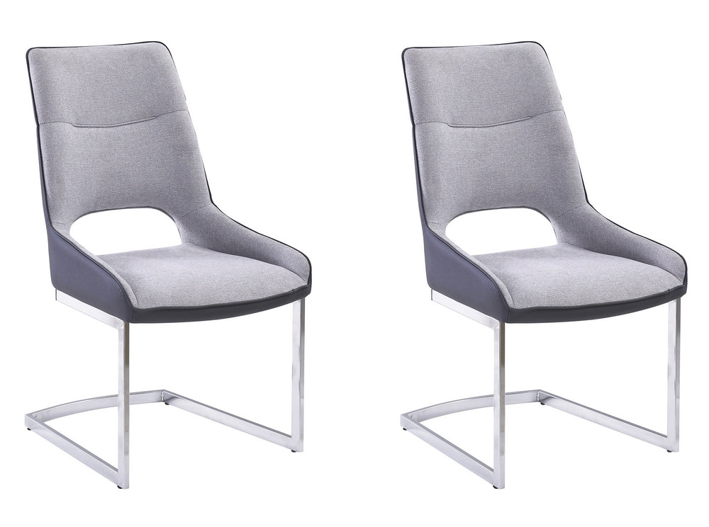Tara 2 Gray Fabric/Faux Leather Side Chairs