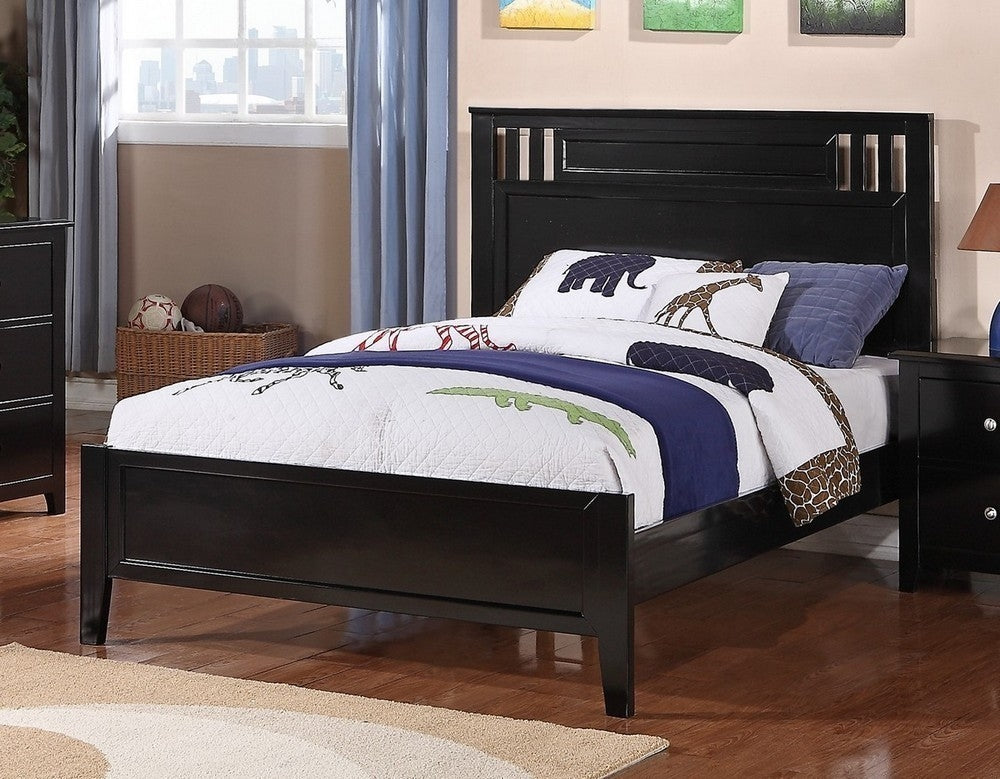 Rosario Black Wood Twin Panel Bed