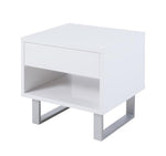 Antelmo Contemporary High Glossy White Wood End Table