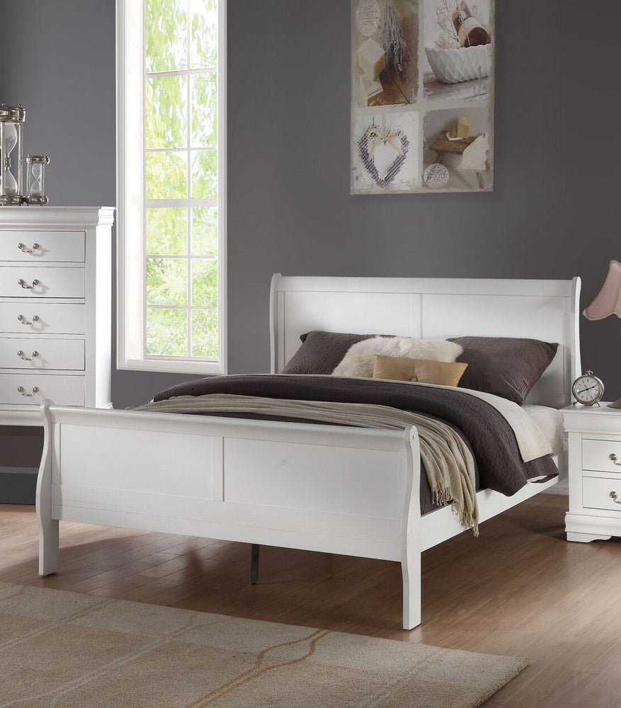 Louis Philippe White Wood King Sleigh Bed