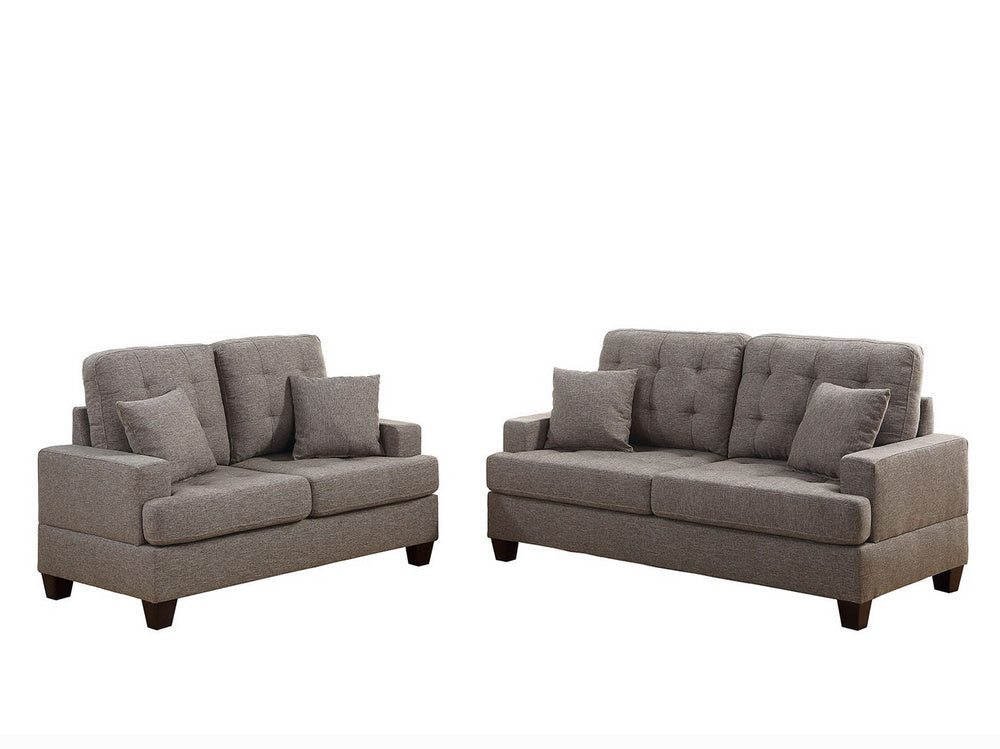 Pierina 2-Pc Coffee Polyfiber Sofa Set