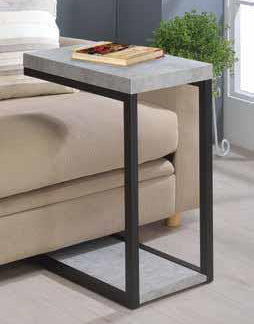 Aleta Black Metal Snack Table with Faux Cement Design Top