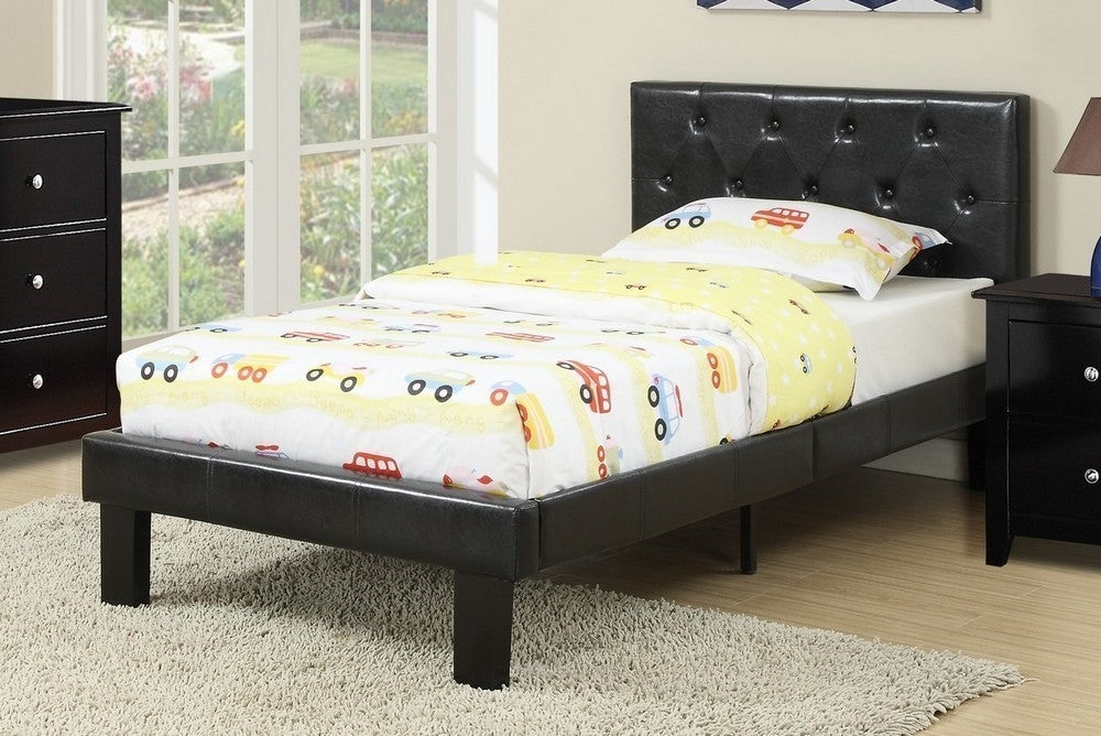 Dodie Black Faux Leather Upholstered Twin Bed