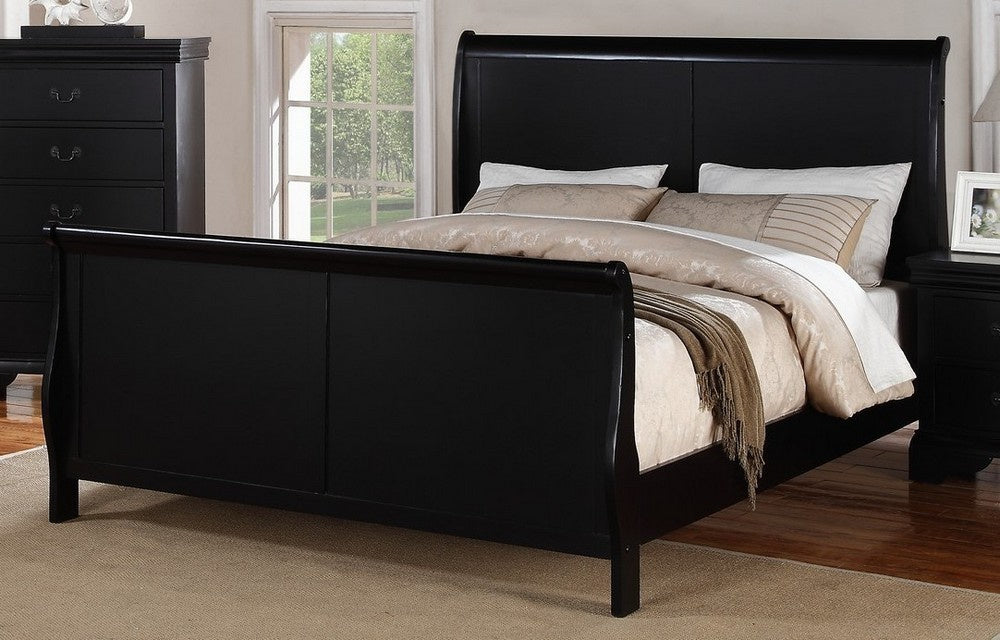 Fiona Black Wood King Sleigh Bed