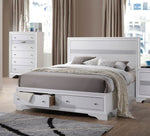 Naima White Wood King Bed with Storage