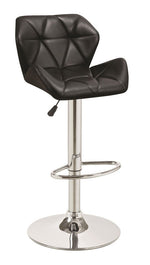 Linn 2 Chrome Bar Stools with Black Leatherette Covered Seat