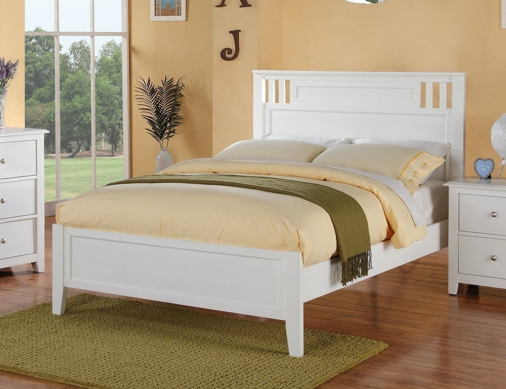 Rosario White Wood Full Panel Bed