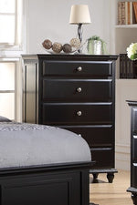 Evelyn Black Wood 5-Drawer Chest