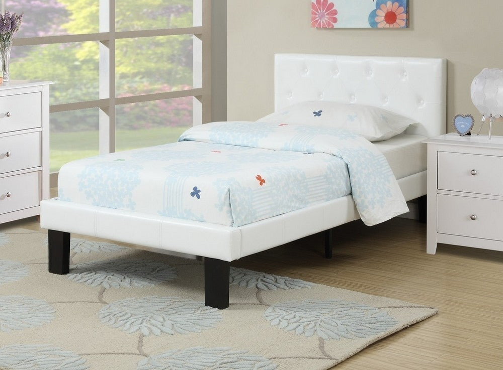 Dodie White Faux Leather Upholstered Twin Bed