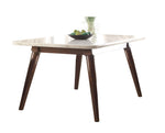 Gasha White/Walnut Marble/Wood Dining Table