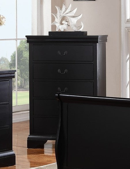 Fiona Black Wood 5-Drawer Chest