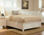 Sandy Beach White Wood Queen Sleigh Storage Bed