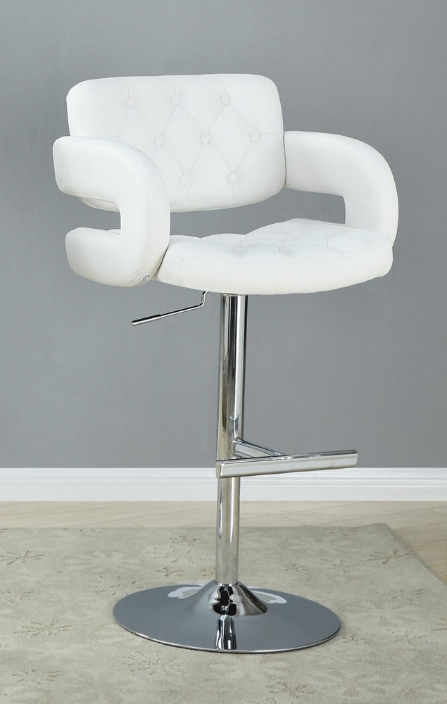 Jonna Chrome Bar Stool with White Leatherette Covered Seat