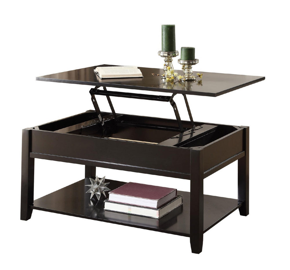 Malachi Black Wood Coffee Table with Lift Top