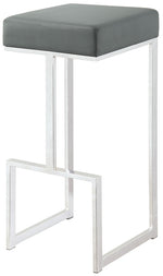 Judit Grey Leatherette/Chrome Metal Bar Stool