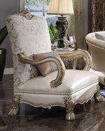 Dresden II Pearl PU Leather/Gold Patina Accent Chair