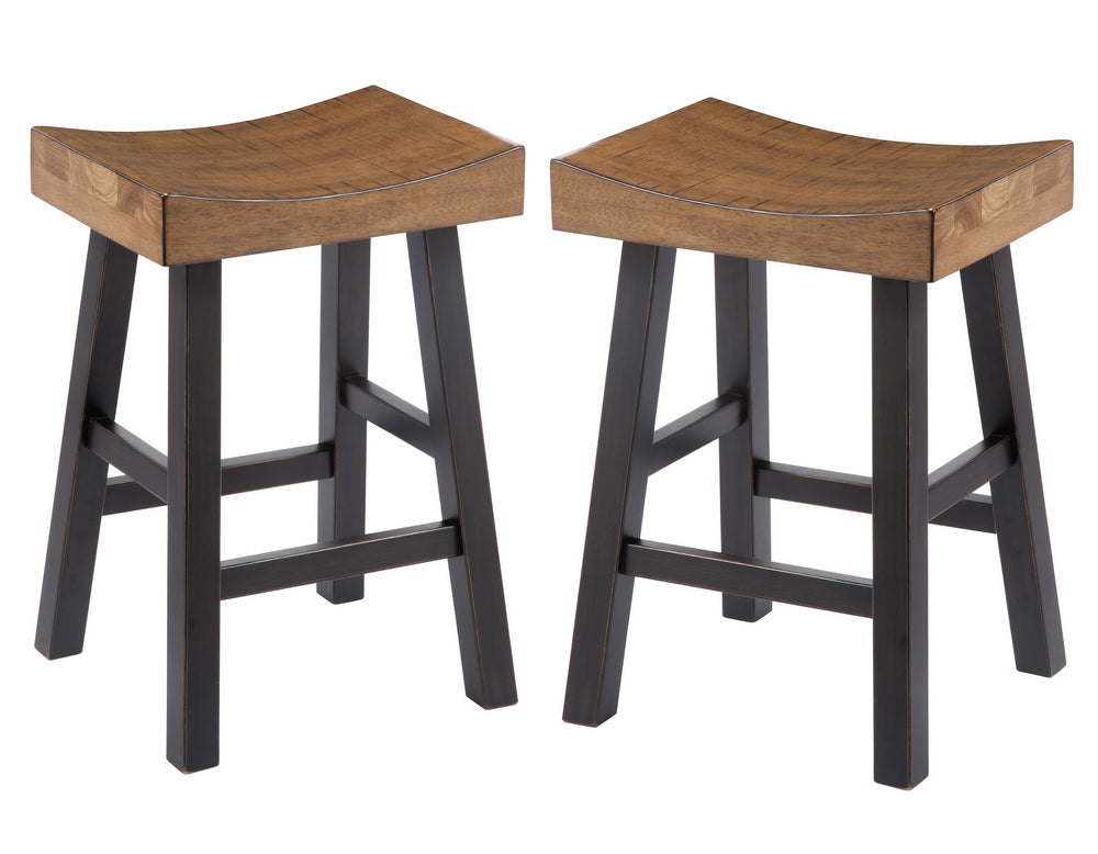 Glosco 2 Two-Tone Brown Wood Stools