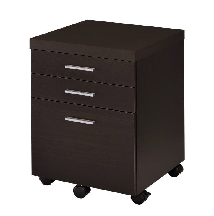 Skylar Cappuccino Wood 3-Drawer Mobile File Cabinet