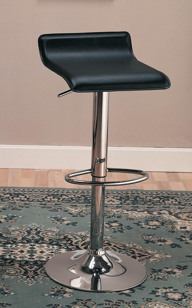 Aiman 2 Chrome Bar Stools with Black Leatherette Covered Seat