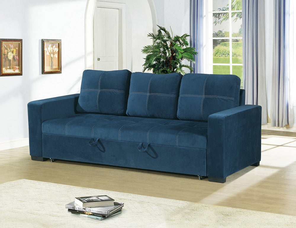 Dionisia Navy Linen Like Fabric Convertible Sofa