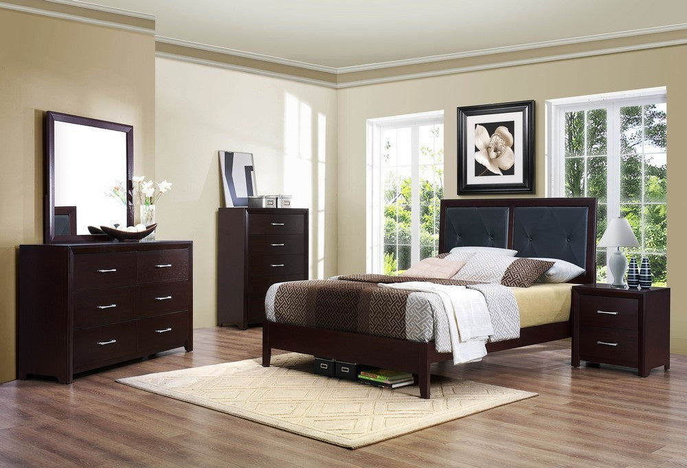 Edina 6-Pc Espresso Wood Full Panel Bedroom Set