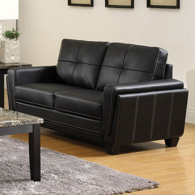 Blacksburg Black Leatherette Loveseat