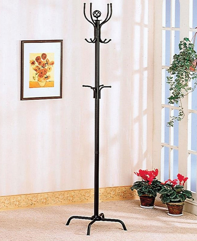 Kaira Satin Black Metal Triple Tiered Hooks Coat Rack