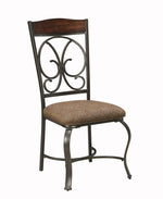 Glambrey 4 Brown Fabric/Dark Bronze-Tone Metal Side Chairs