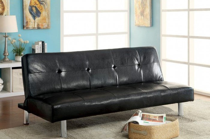 Eddi Black Leatherette Futon Sofa