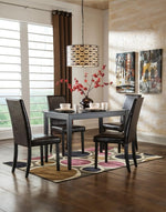 Kimonte 5-Pc Dark Brown Wood/Faux Leather Dining Table Set