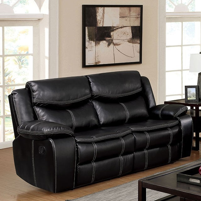 Pollux Black Manual Recliner Loveseat