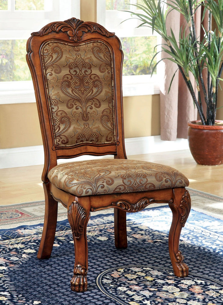 Medieve 2 Antique Oak Wood/Fabric Side Chairs