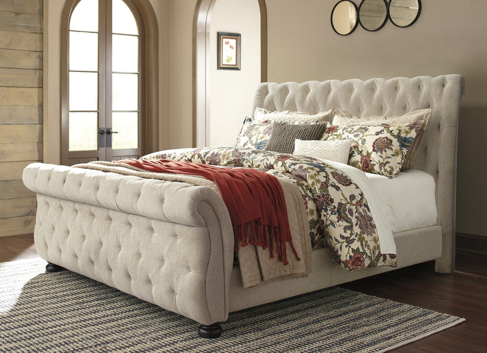 Willenburg Linen Fabric Queen Sleigh Bed