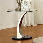 Valo Silver Stainless Steel/Glass End Table