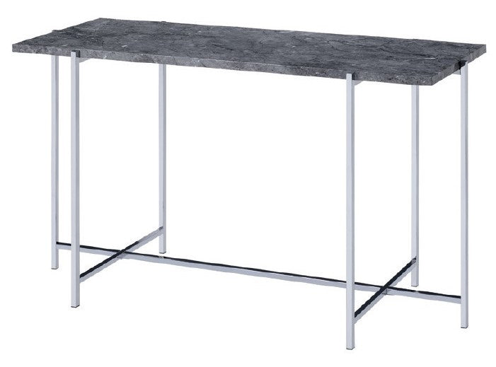 Adelae Faux Marble/Chrome Metal Sofa Table